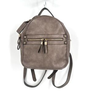 Sole Society Women's Brown Gray Faux Leather Lined Adjustable Mini Backpack Bag